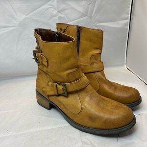 Andreá booties zip up brown combat women’s 7.5